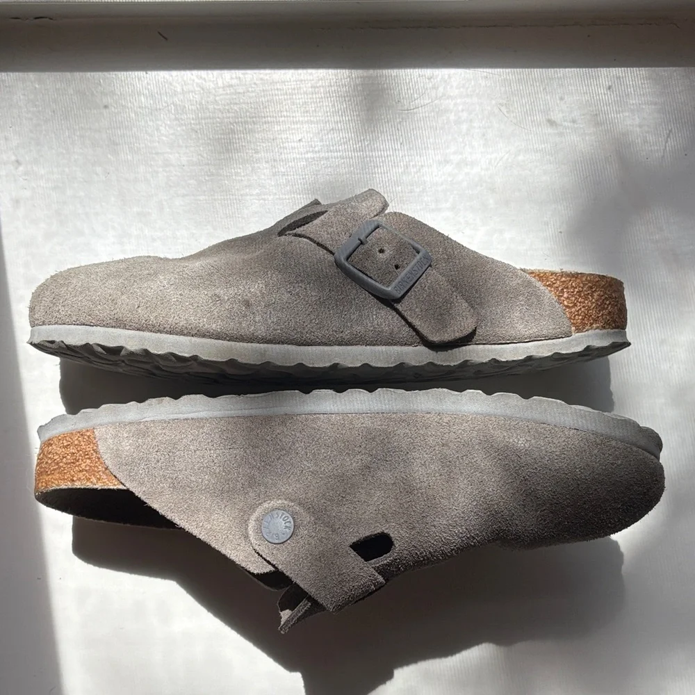 Birkenstock Boston Gray Suede Clogs - Picture 5 of 8